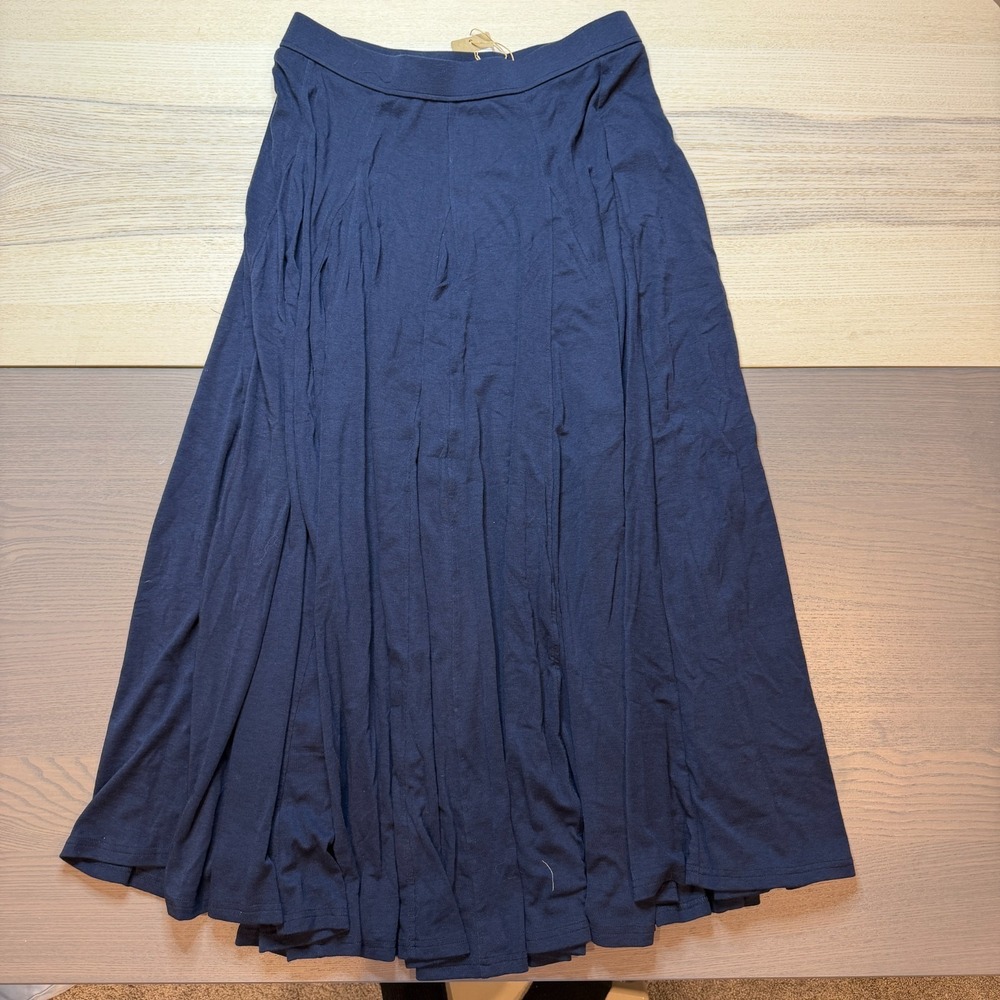 OGL Move Skirt Women Large Flared Maxi Skirt Navy NWT Wool